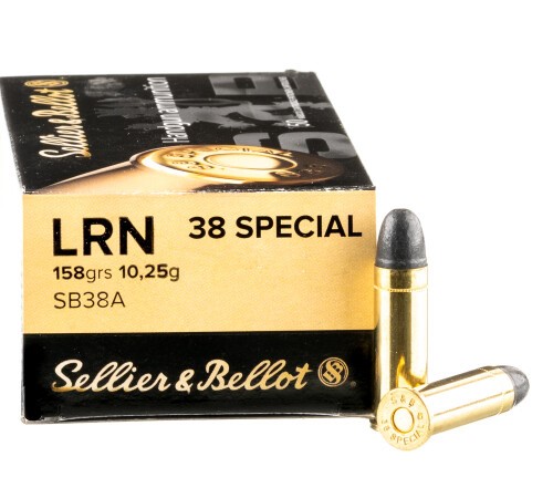 50 Rounds of .38 Spl Ammo by Sellier & Bellot - 158gr LRN