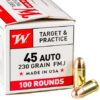 100 Rounds of .45 ACP Ammo by Winchester - 230gr FMJ