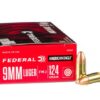 1000 Rounds of 9mm Ammo by Federal American Eagle - 124gr FMJ