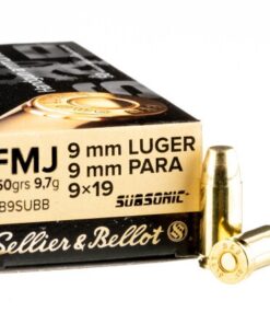 1000 Rounds of 9mm Ammo by Sellier & Bellot - 150gr Subsonic FMJ
