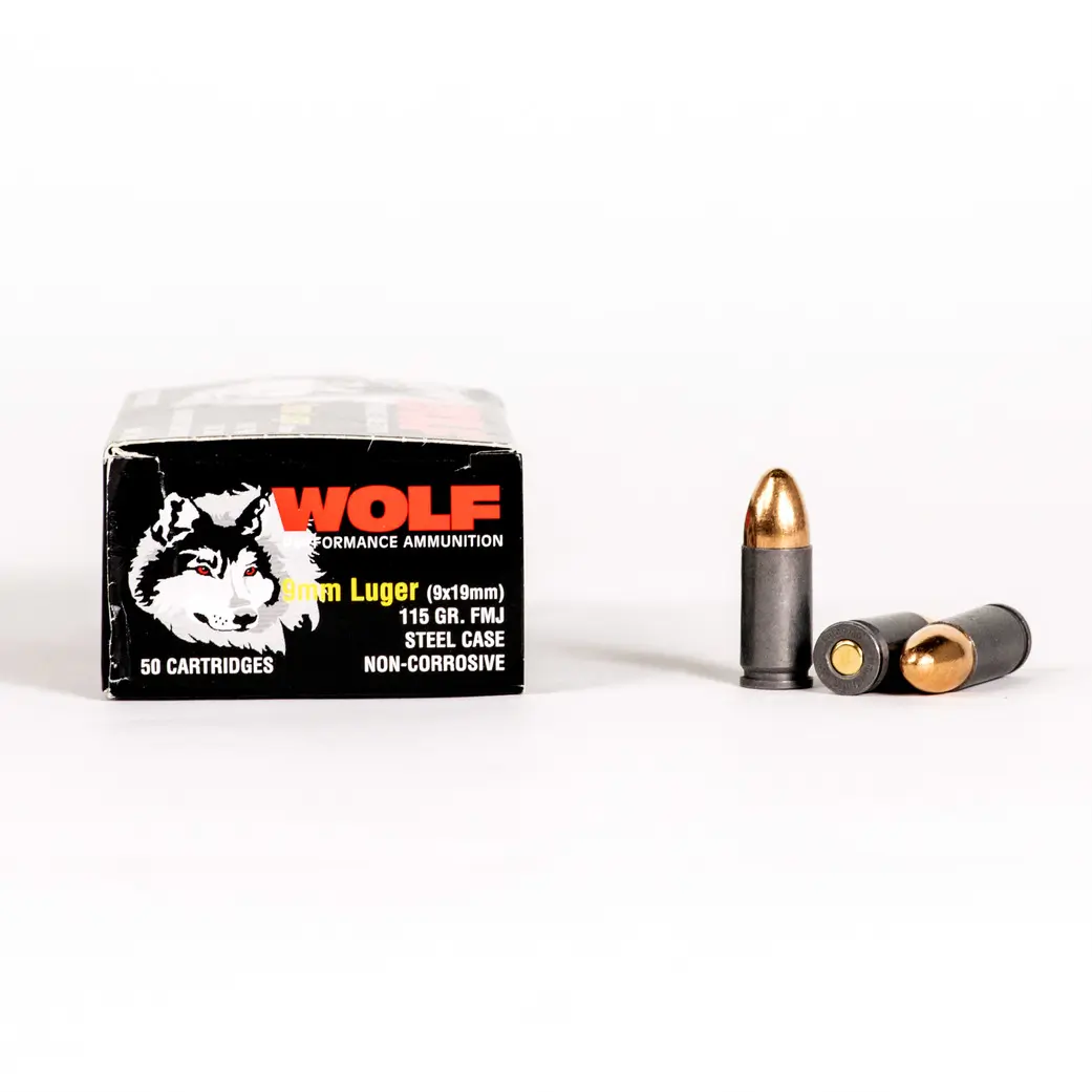 1000 Rounds of 9mm Ammo by Wolf Performance (Steel Case) - 115gr FMJ