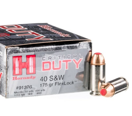 20 Rounds of .40 S&W Ammo by Hornady Critical Duty - 175gr JHP
