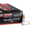 50 Rounds of 9mm Ammo by Blazer Aluminum - 115gr FMJ