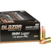 1000 Rounds of 9mm Ammo by Blazer Brass - 115gr FMJ
