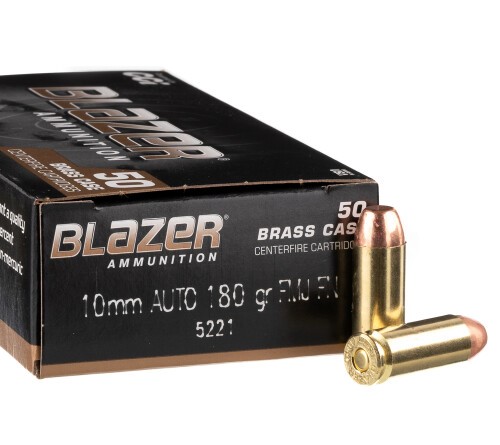 50 Rounds of 10mm Ammo by Blazer Brass - 180gr FMJ