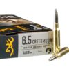 20 Rounds of 6.5 Creedmoor Ammo by Browning Silver Series - 129gr SP