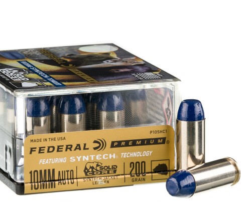 20 Rounds of 10mm Ammo by Federal Solid Core - 200gr Syntech Jacketed Hard Cast